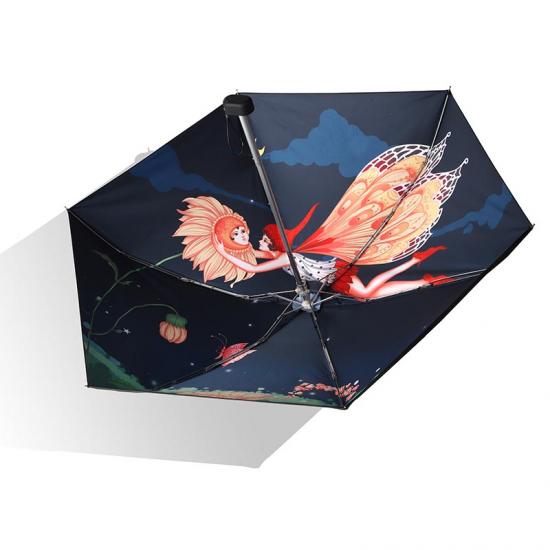 cartoon winddicht Opvouwbare paraplu overal overdruk 6 panelen