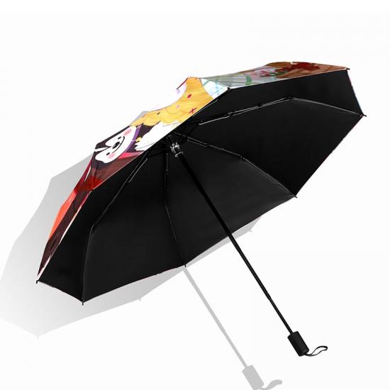 Draagbare omkeerbare print 3 vouw paraplu