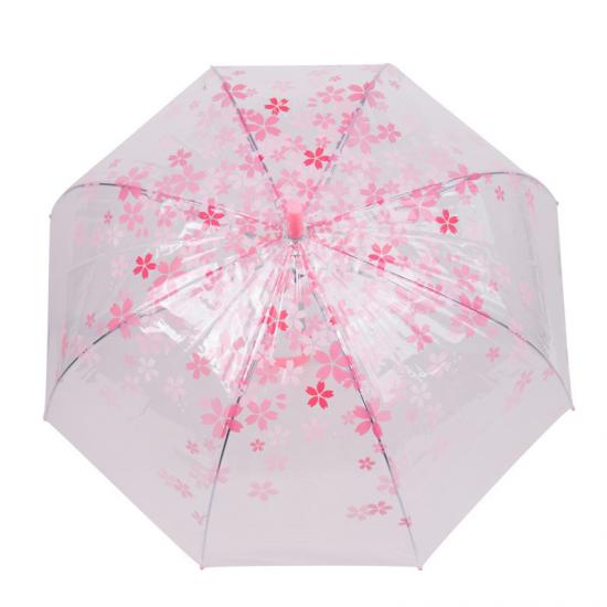 Rechte bloemen transparante paraplu met lange steel