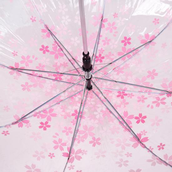 Rechte bloemen transparante paraplu met lange steel
