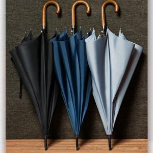 Wooden Curved Hook Long Handle Golf Umbrella